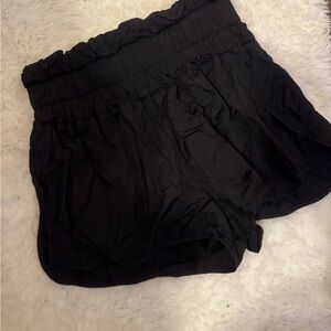 Black Ruffled High-Waist Shorts